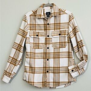 *H&M cream & gold plaid shacket XS